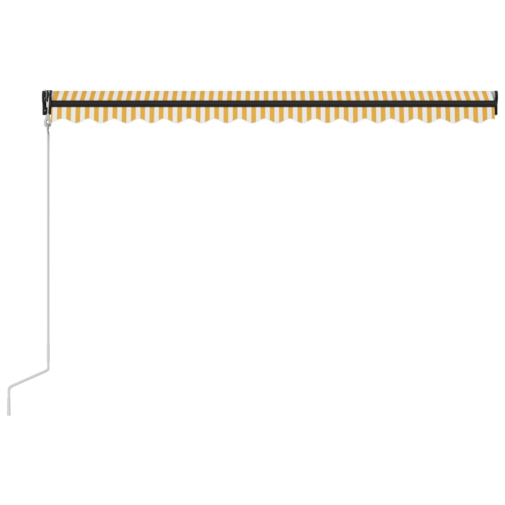 Automaattisesti sisäänkelattava markiisi 400x300cm kelt./valk. - Sisustajankoti.fi