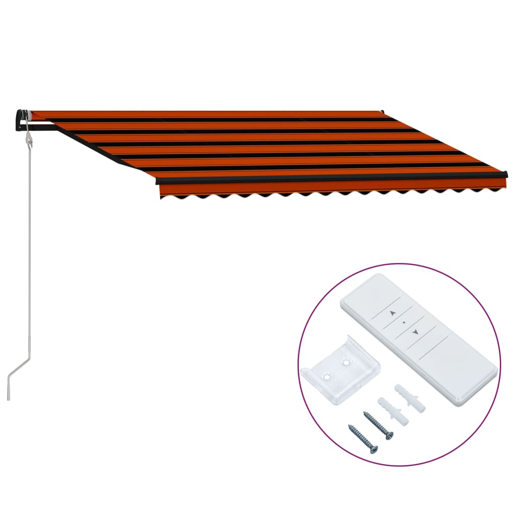 Automaattisesti kelautuva markiisi 450x300 cm oranssi/ruskea - Sisustajankoti.fi