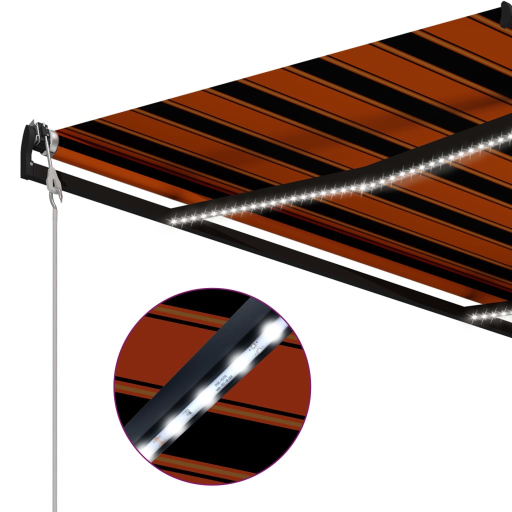 Sisäänkelattava markiisi tuulisensori/LED 350x250 cm orans/rusk - Sisustajankoti.fi