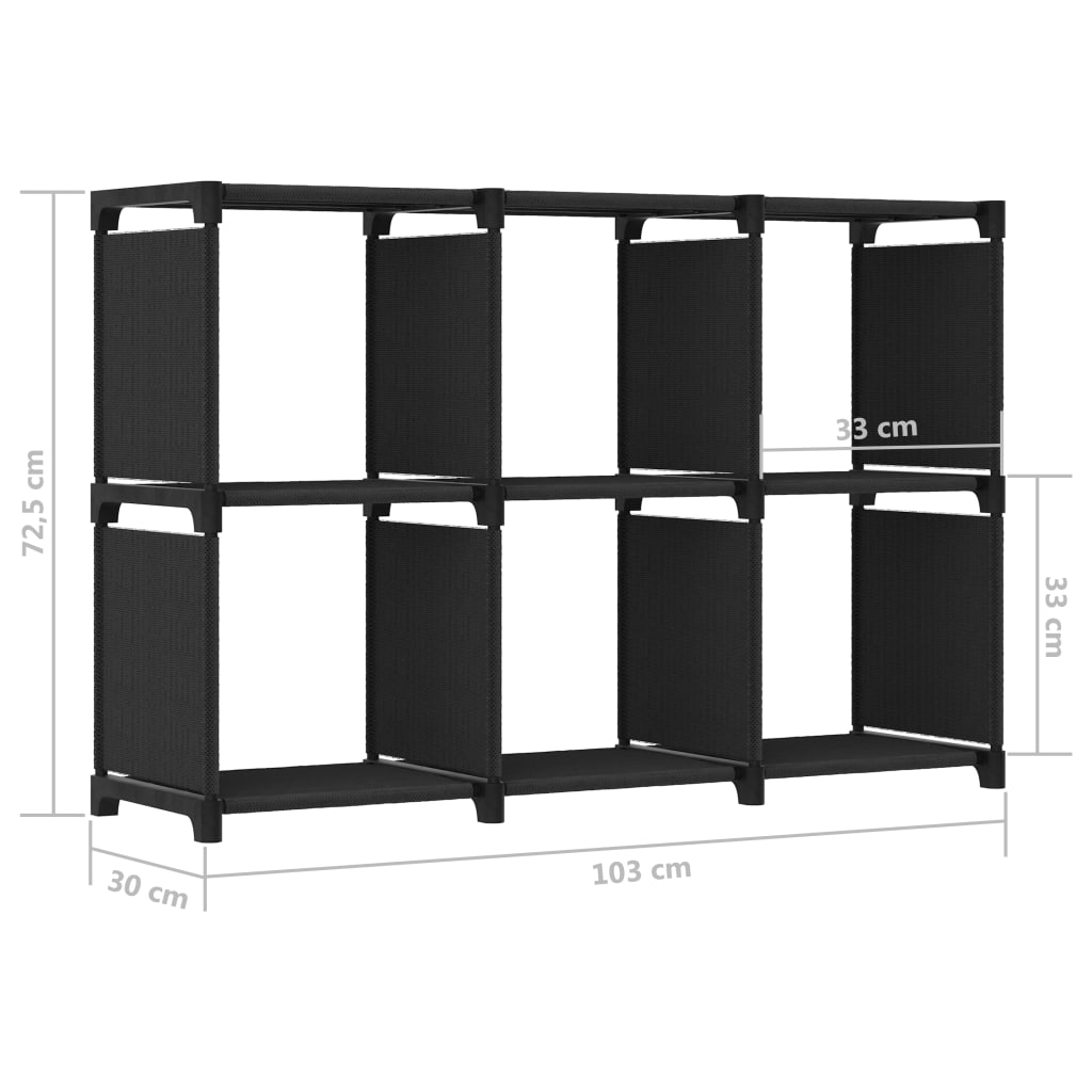 6 kuution esittelyhylly musta 103x30x72,5 cm kangas - Sisustajankoti.fi