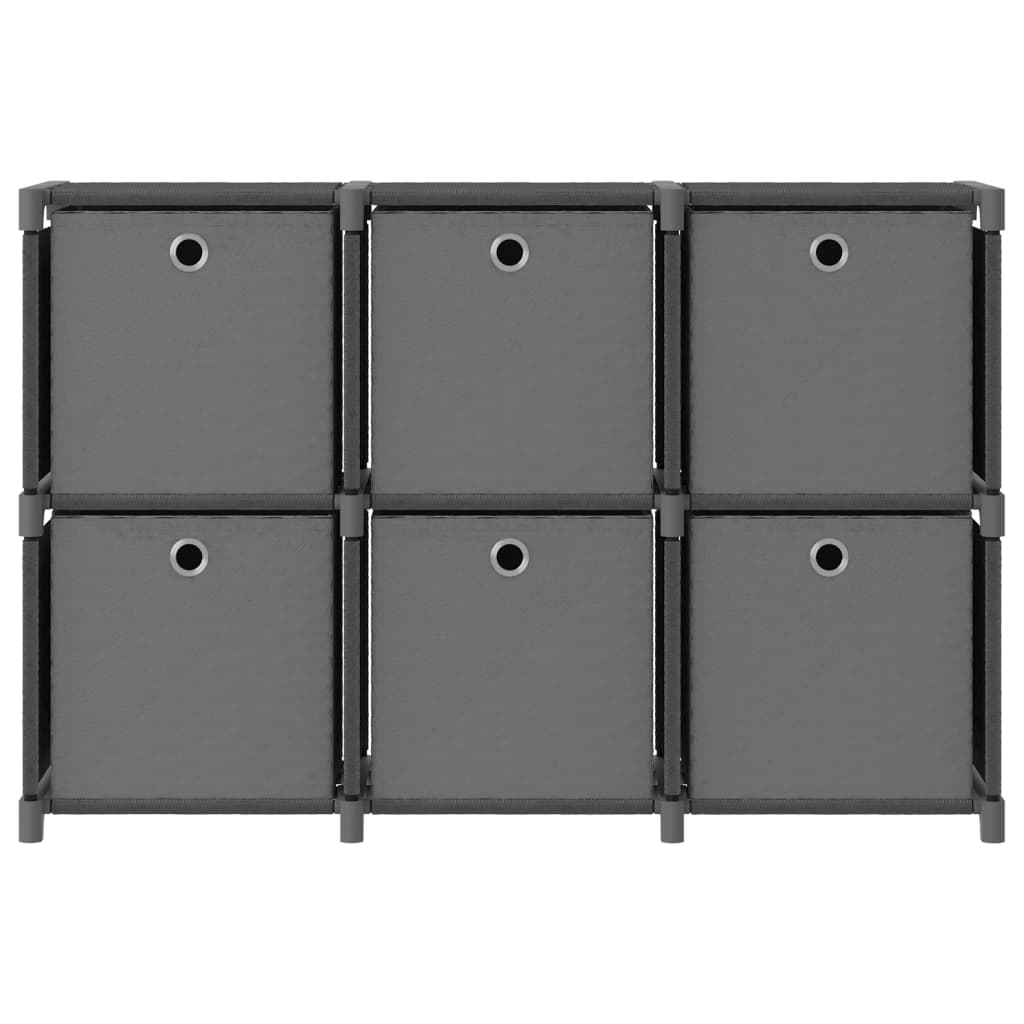 6 kuution esittelyhylly + laatikot harmaa 103x30x72,5 cm kangas - Sisustajankoti.fi