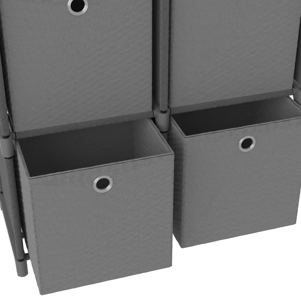 6 kuution esittelyhylly + laatikot harmaa 103x30x72,5 cm kangas - Sisustajankoti.fi