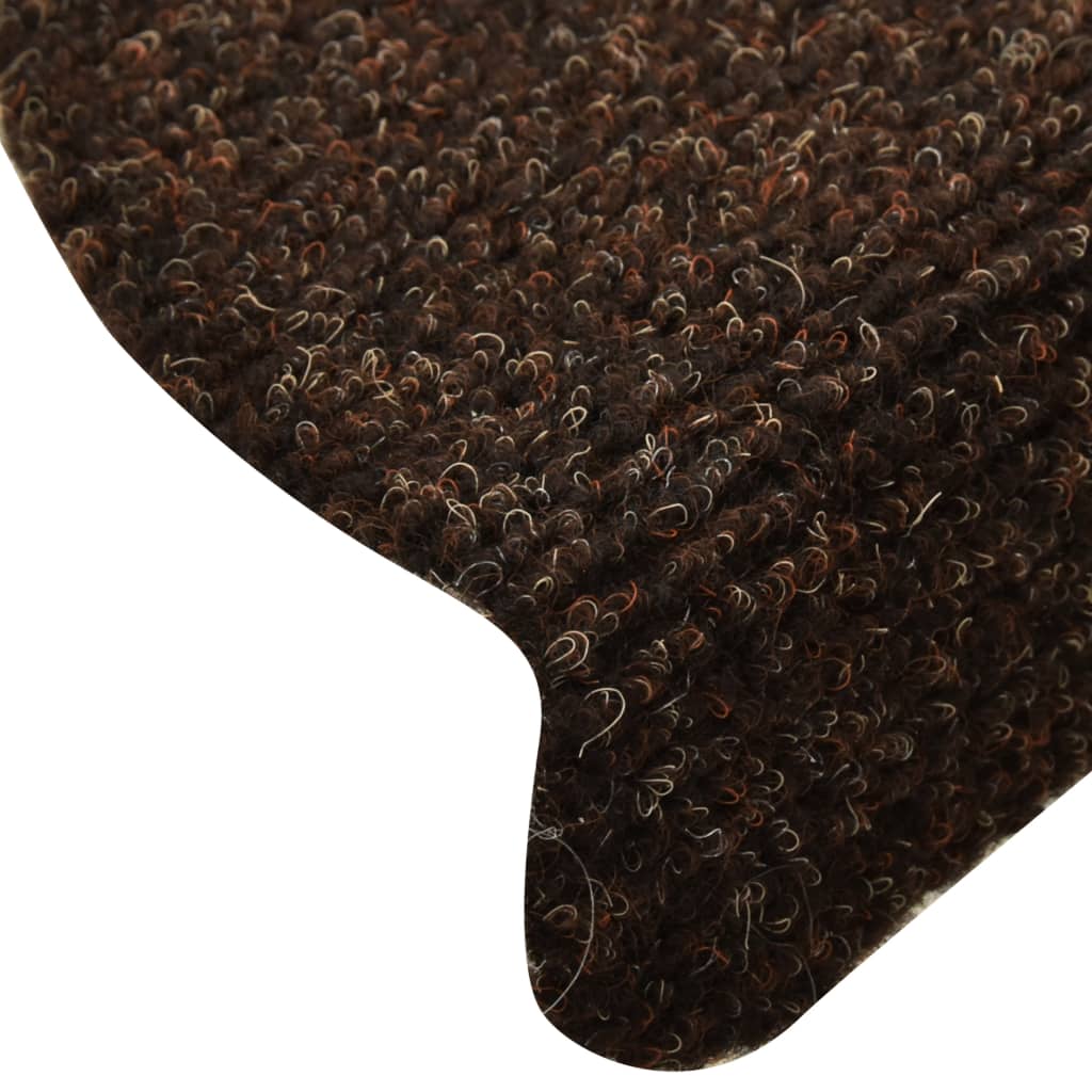 Itsekiinnittyvät porrasmatot 15 kpl ruskea 65x21x4cm neulahuopa - Sisustajankoti.fi