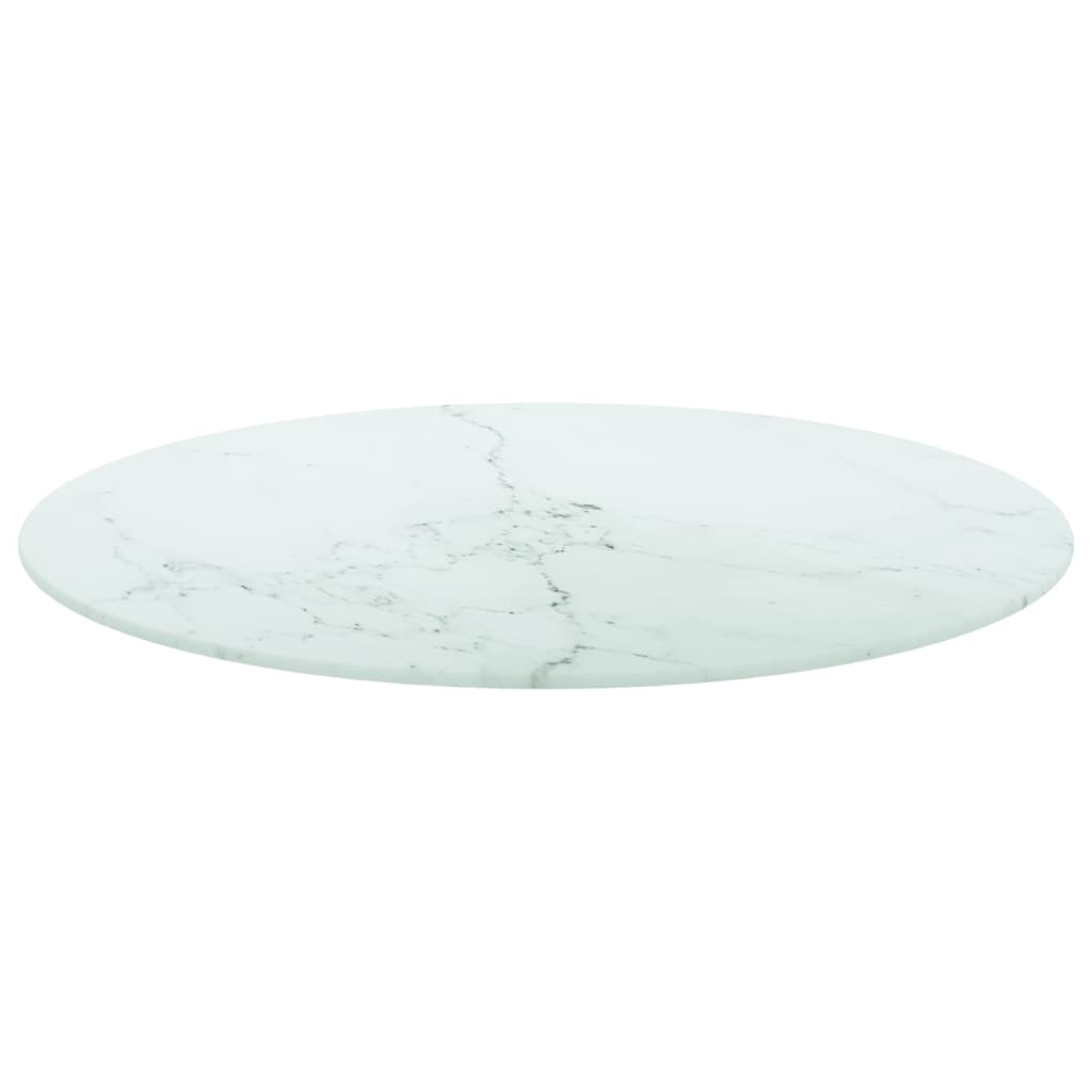 Pöytälevy valkoinen Ø60x0,8 cm karkaistu lasi marmorikuvio - Sisustajankoti.fi
