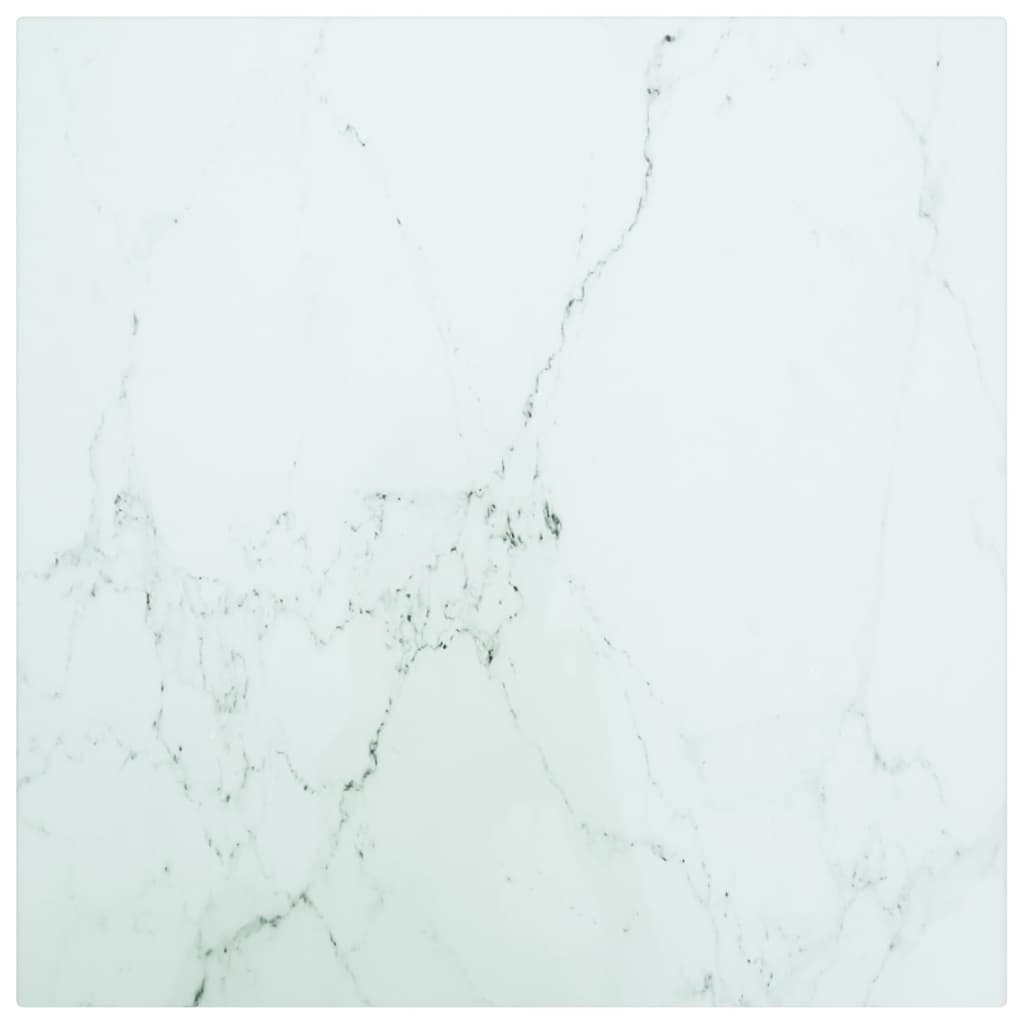 Pöytälevy valkoinen 40x40 cm 6 mm karkaistu lasi marmorikuvio - Sisustajankoti.fi