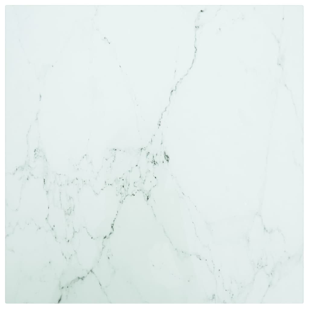 Pöytälevy valkoinen 50x50 cm 6 mm karkaistu lasi marmorikuvio - Sisustajankoti.fi