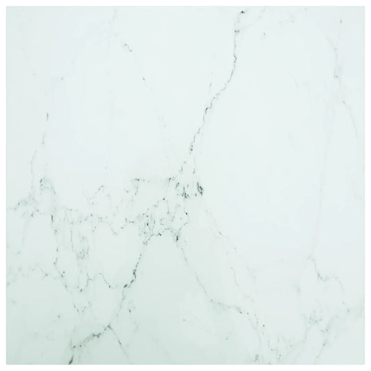 Pöytälevy valkoinen 80x80 cm 6 mm karkaistu lasi marmorikuvio - Sisustajankoti.fi