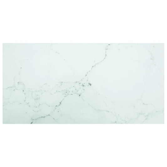Pöytälevy valkoinen 100x50 cm 6 mm karkaistu lasi marmorikuvio - Sisustajankoti.fi