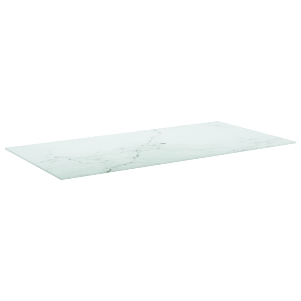 Pöytälevy valkoinen 100x50 cm 6 mm karkaistu lasi marmorikuvio - Sisustajankoti.fi