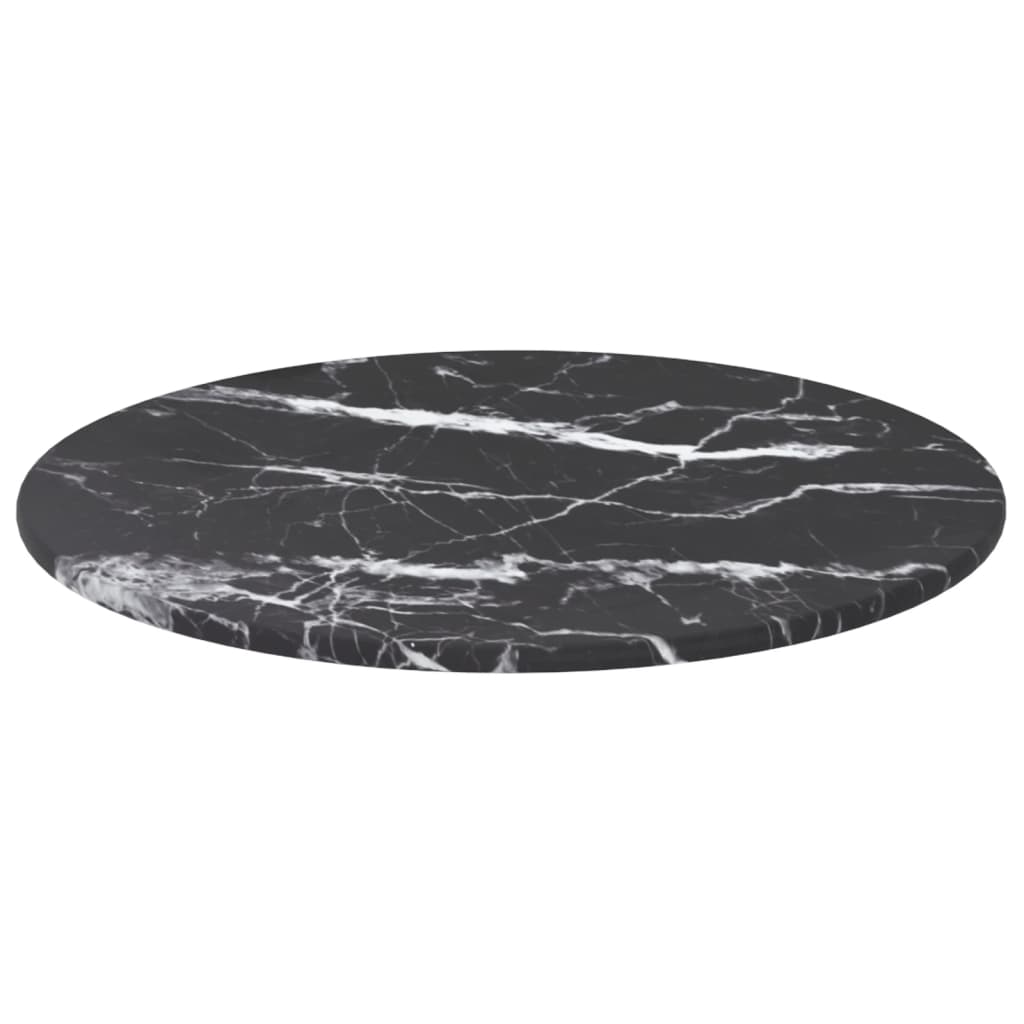 Pöytälevy musta Ø30x0,8 cm karkaistu lasi marmorikuvio - Sisustajankoti.fi