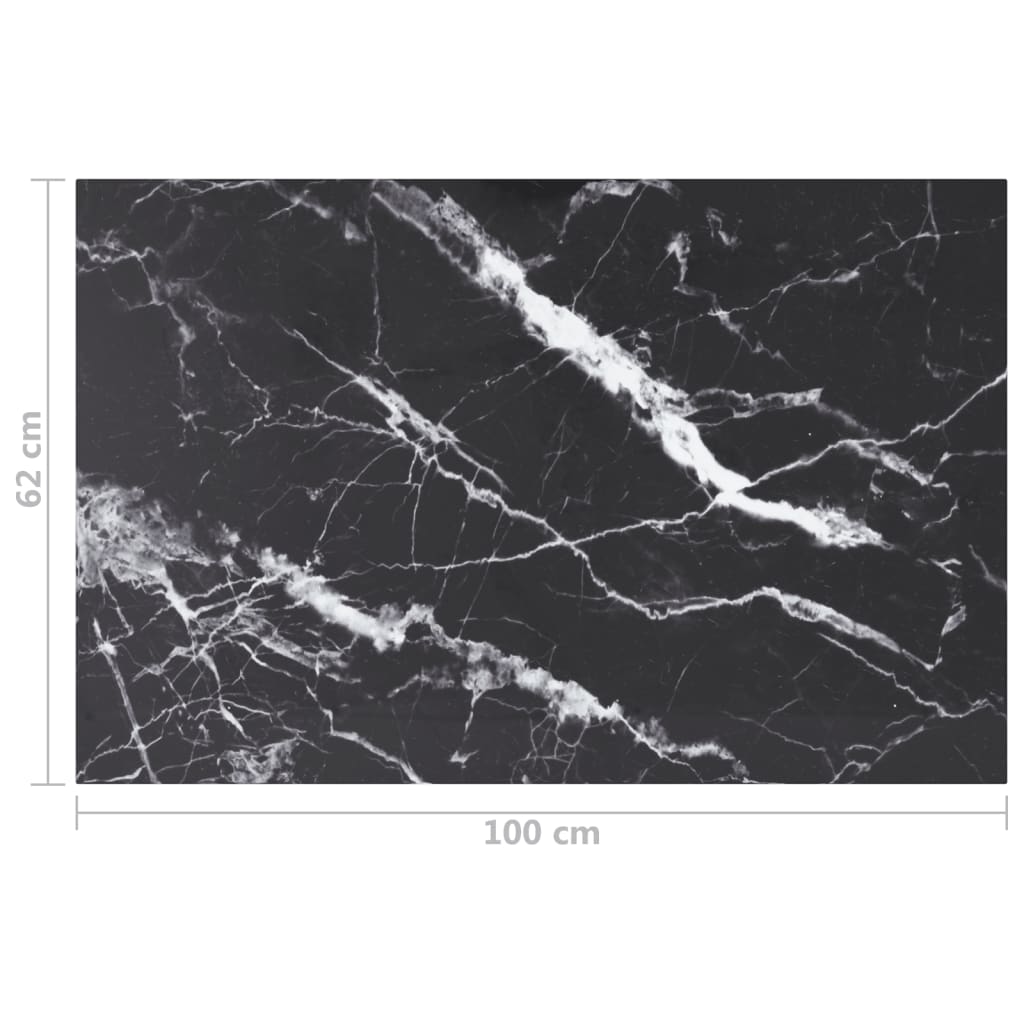 Pöytälevy musta 100x62 cm 8 mm karkaistu lasi marmorikuvio - Sisustajankoti.fi
