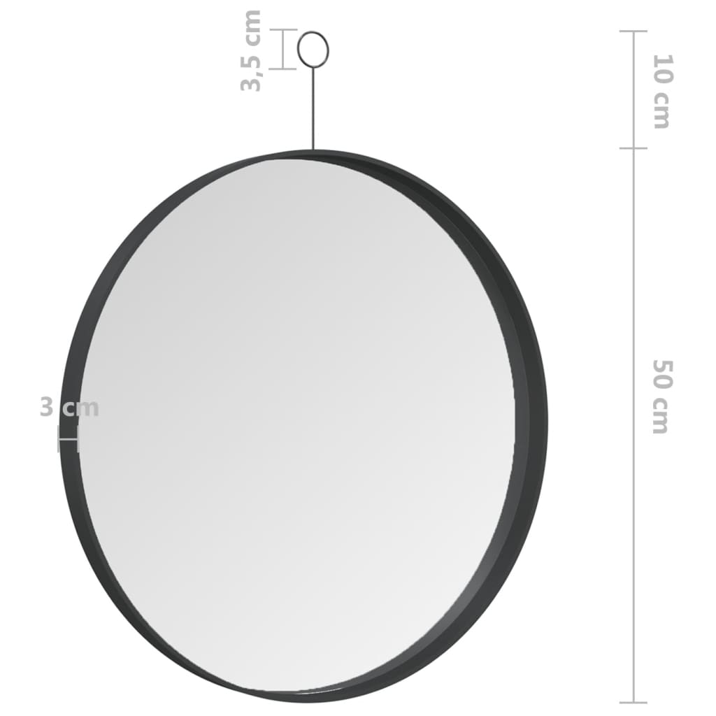 Riippuva peili koukulla 50 cm musta - Sisustajankoti.fi