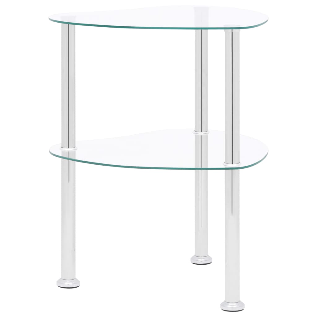 2-tasoinen sivupöytä läpinäkyvä 38x38x50 cm karkaistu lasi - Sisustajankoti.fi
