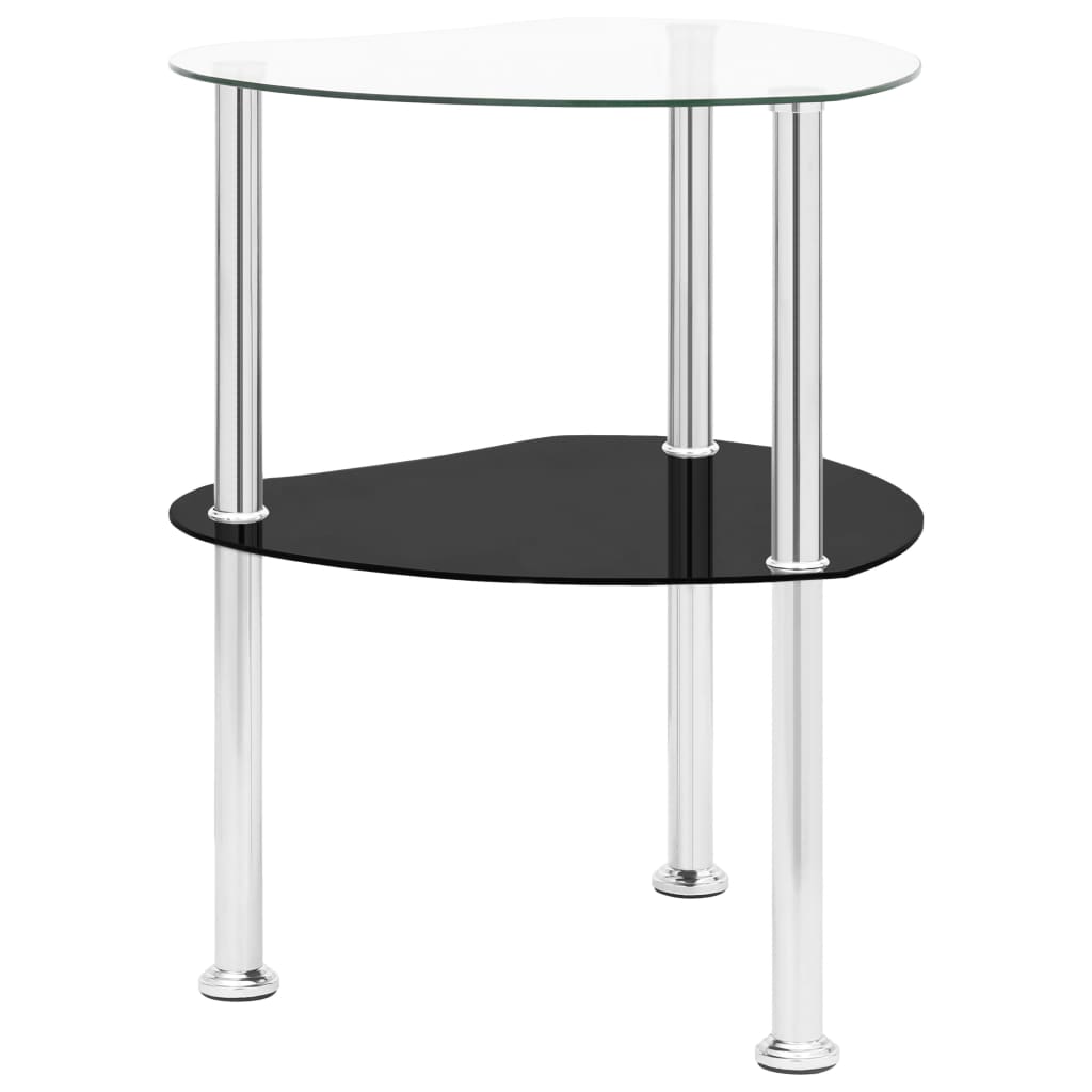 2-tasoinen sivupöytä läpinäkyvä/musta 38x38x50cm karkaistu lasi - Sisustajankoti.fi