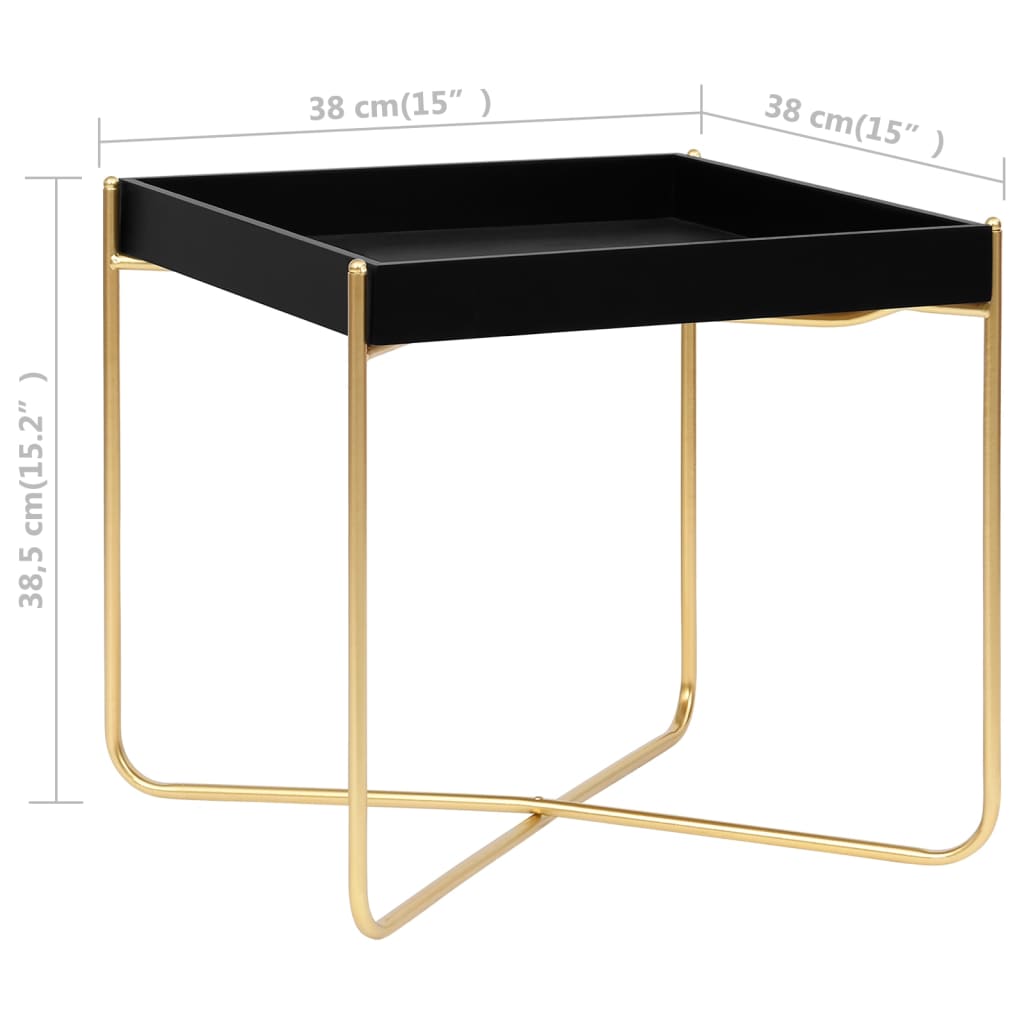 Sivupöytä musta ja kulta 38x38x38,5 cm MDF - Sisustajankoti.fi