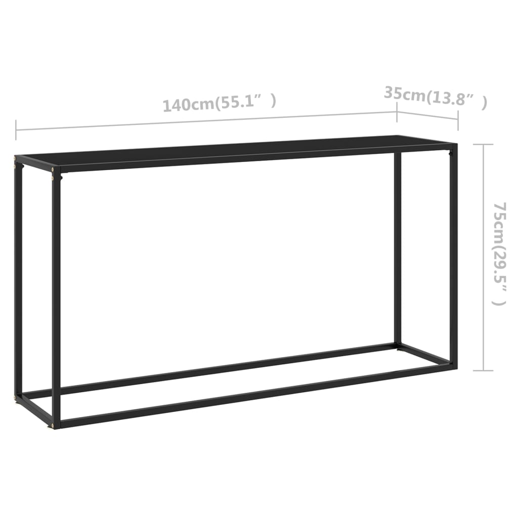 Konsolipöytä musta 140x35x75 cm karkaistu lasi - Sisustajankoti.fi