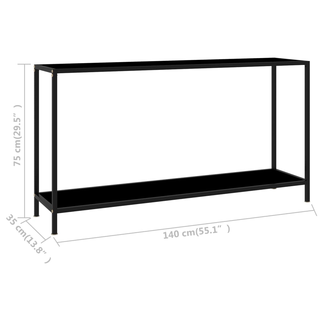 Konsolipöytä musta 140x35x75 cm karkaistu lasi - Sisustajankoti.fi
