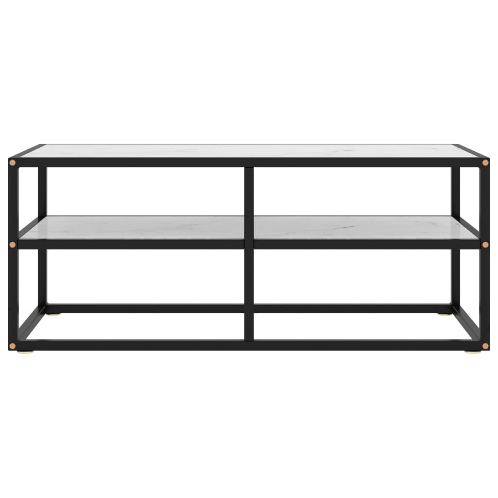 TV-taso musta valkoisella marmorilasilla 100x40x40 cm - Sisustajankoti.fi