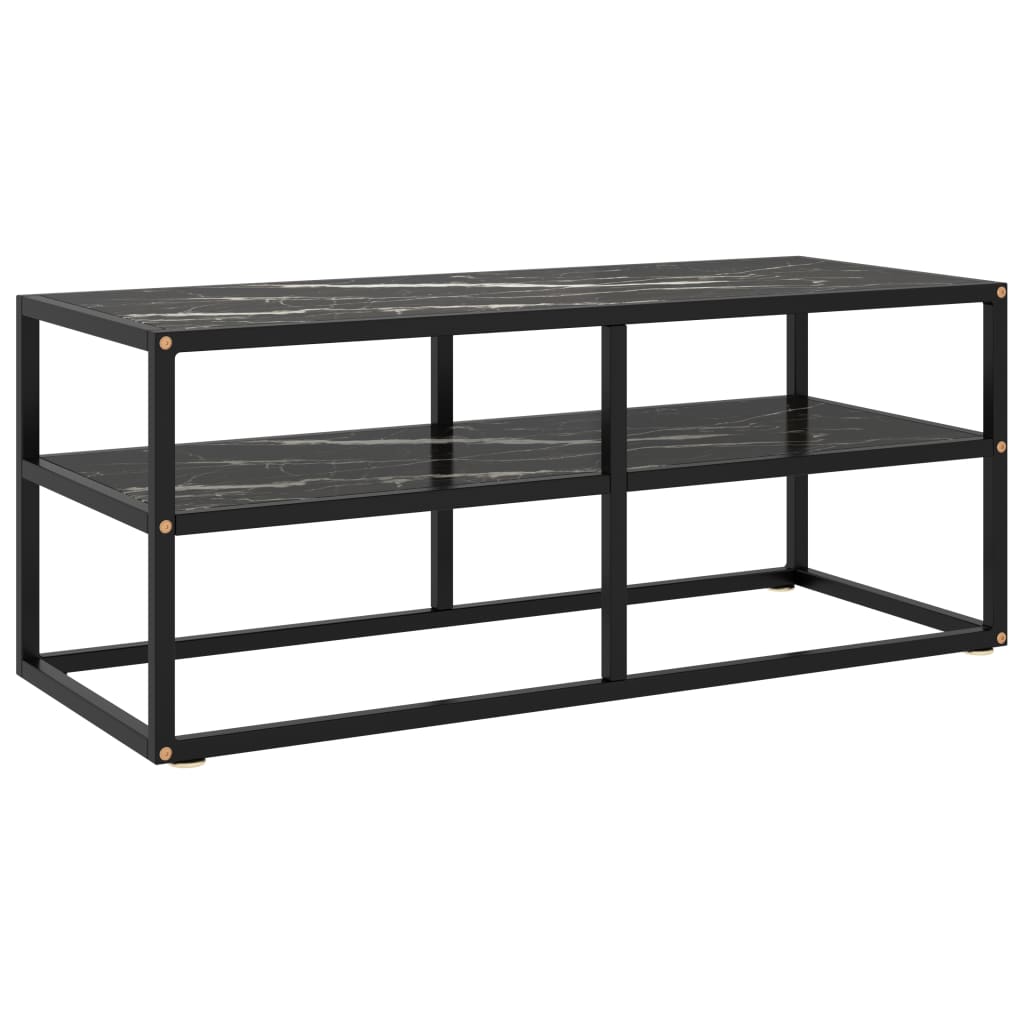TV-taso musta mustalla marmorilasilla 100x40x40 cm - Sisustajankoti.fi