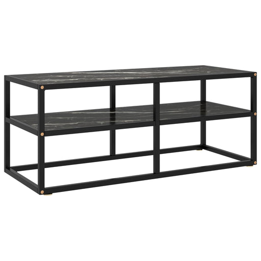 TV-taso musta mustalla marmorilasilla 100x40x40 cm - Sisustajankoti.fi