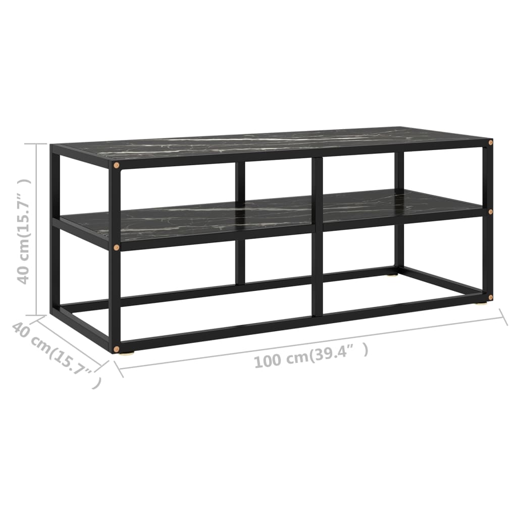 TV-taso musta mustalla marmorilasilla 100x40x40 cm - Sisustajankoti.fi