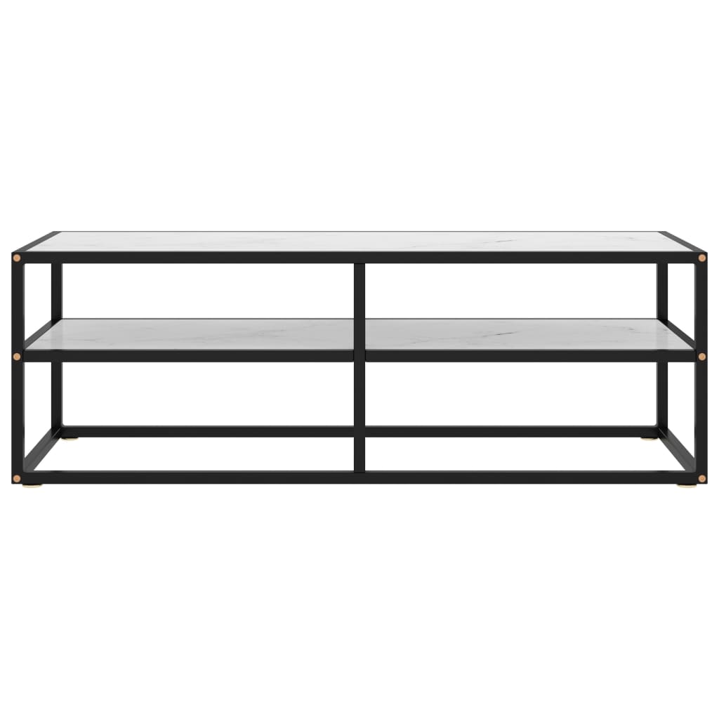 TV-taso musta valkoisella marmorilasilla 120x40x40 cm - Sisustajankoti.fi