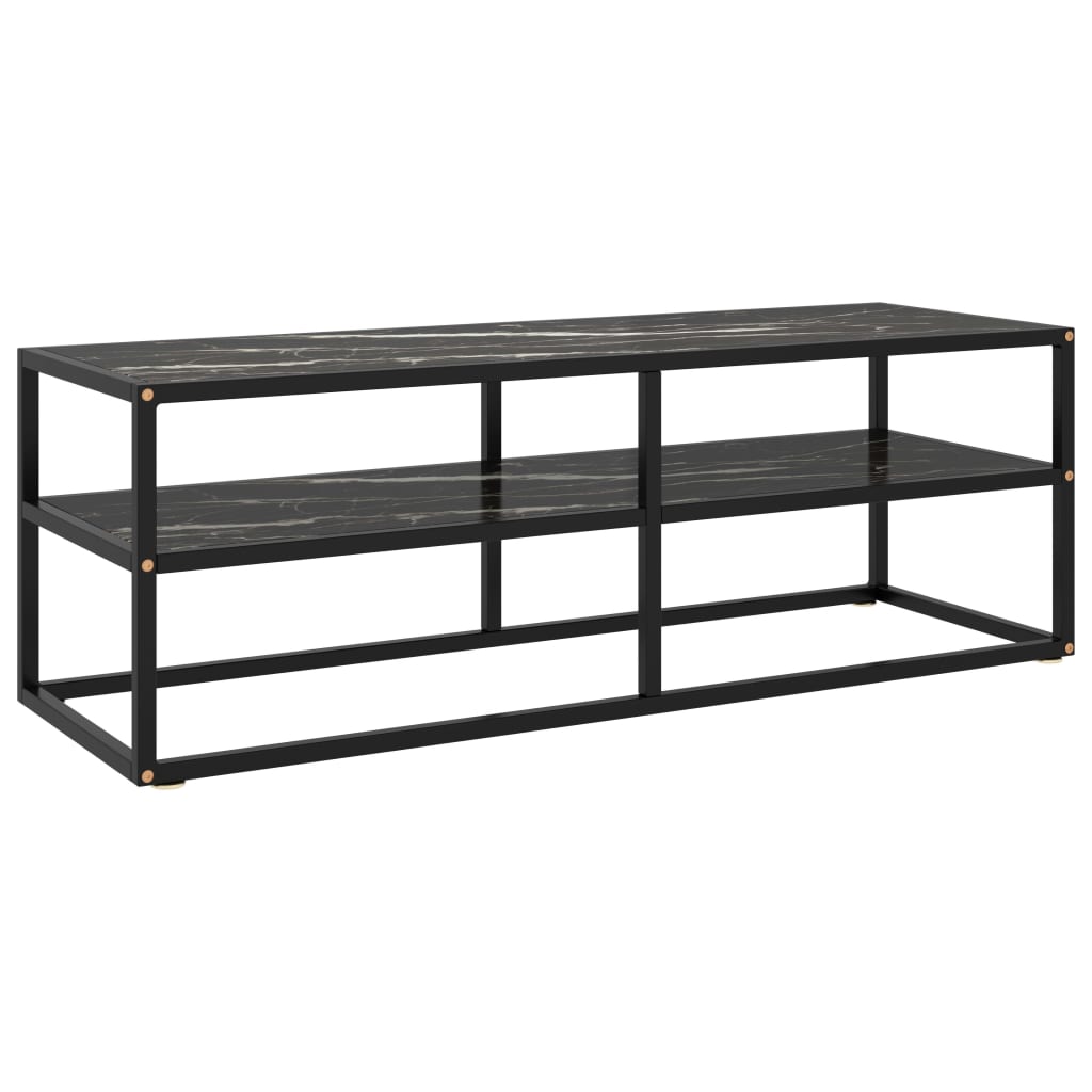 TV-taso musta mustalla marmorilasilla 120x40x40 cm - Sisustajankoti.fi