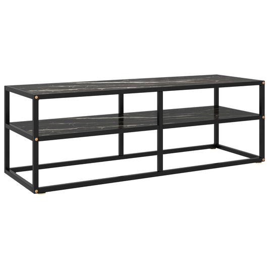 TV-taso musta mustalla marmorilasilla 120x40x40 cm - Sisustajankoti.fi