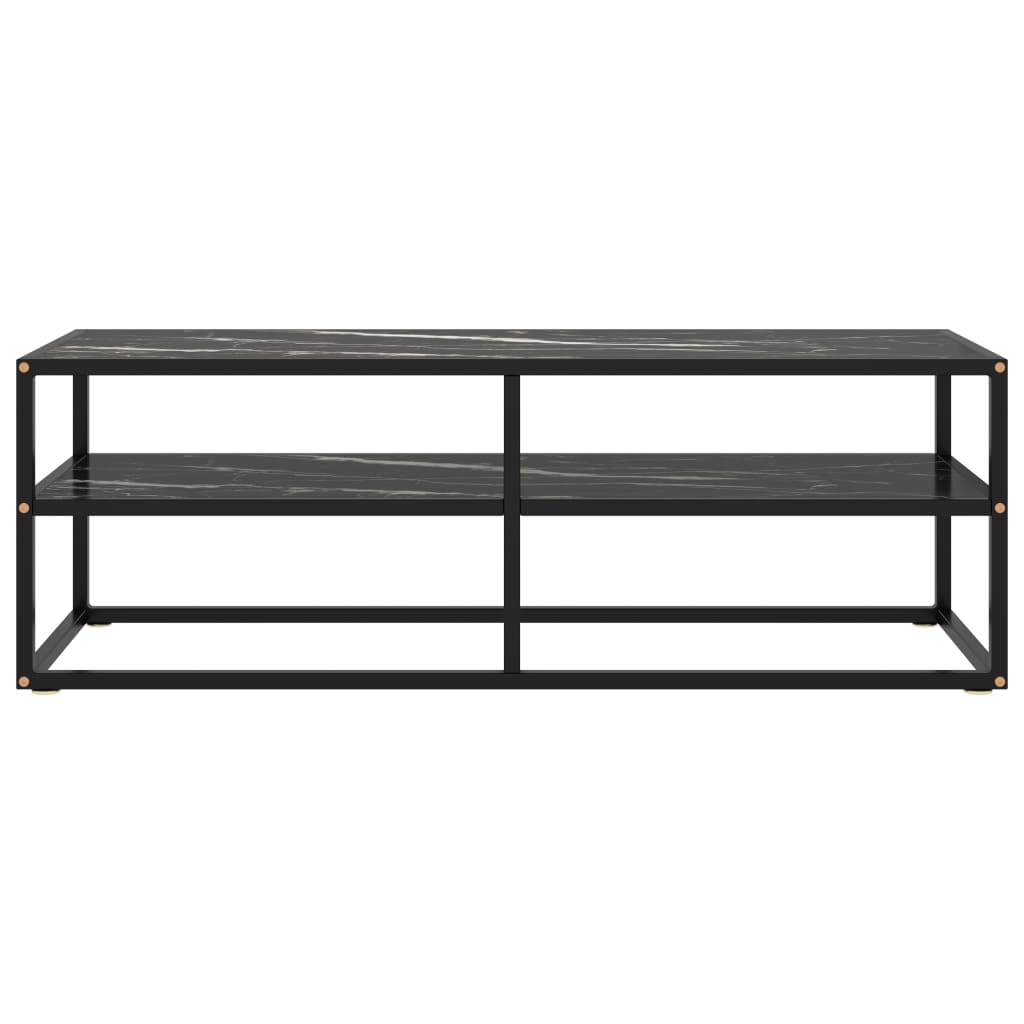 TV-taso musta mustalla marmorilasilla 120x40x40 cm - Sisustajankoti.fi