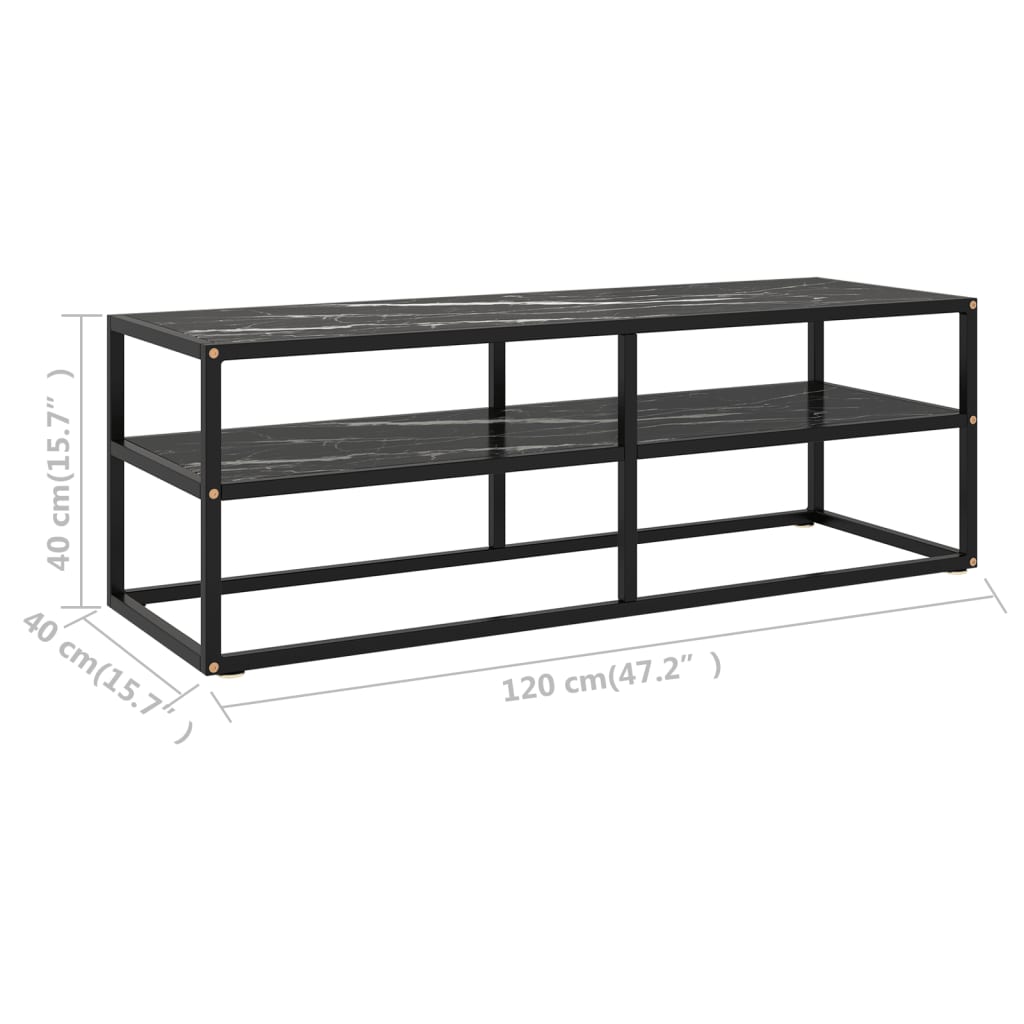 TV-taso musta mustalla marmorilasilla 120x40x40 cm - Sisustajankoti.fi