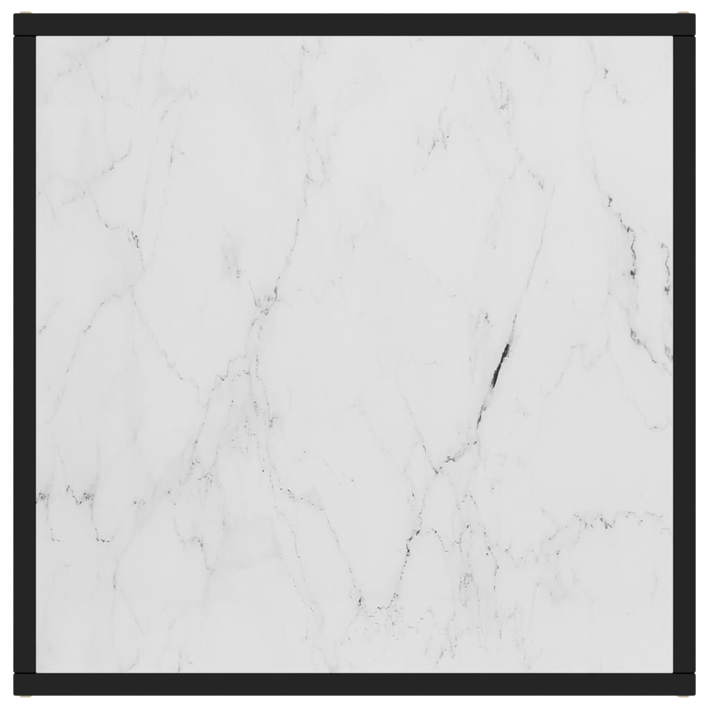 Sohvapöytä musta valkoisella marmorilasilla 60x60x35 cm - Sisustajankoti.fi