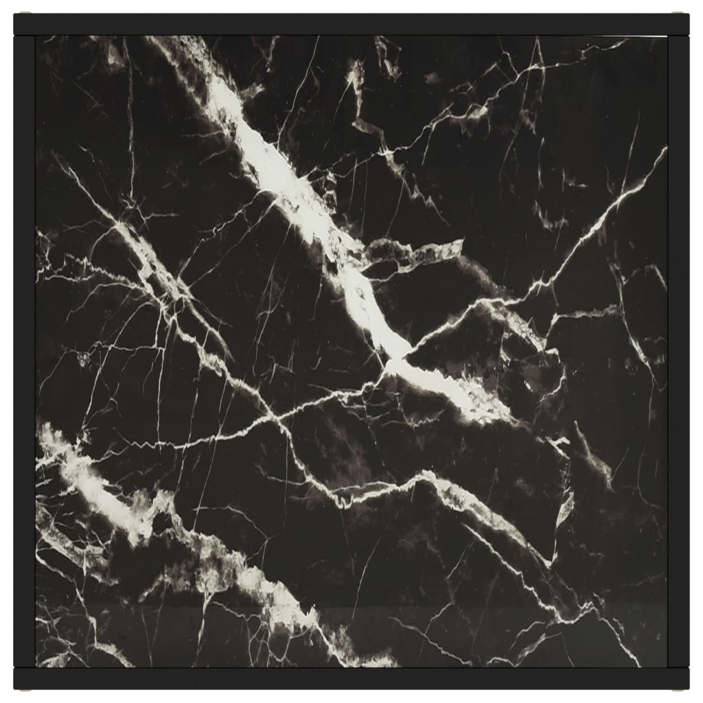 Sohvapöytä musta mustalla marmorilasilla 60x60x35 cm - Sisustajankoti.fi