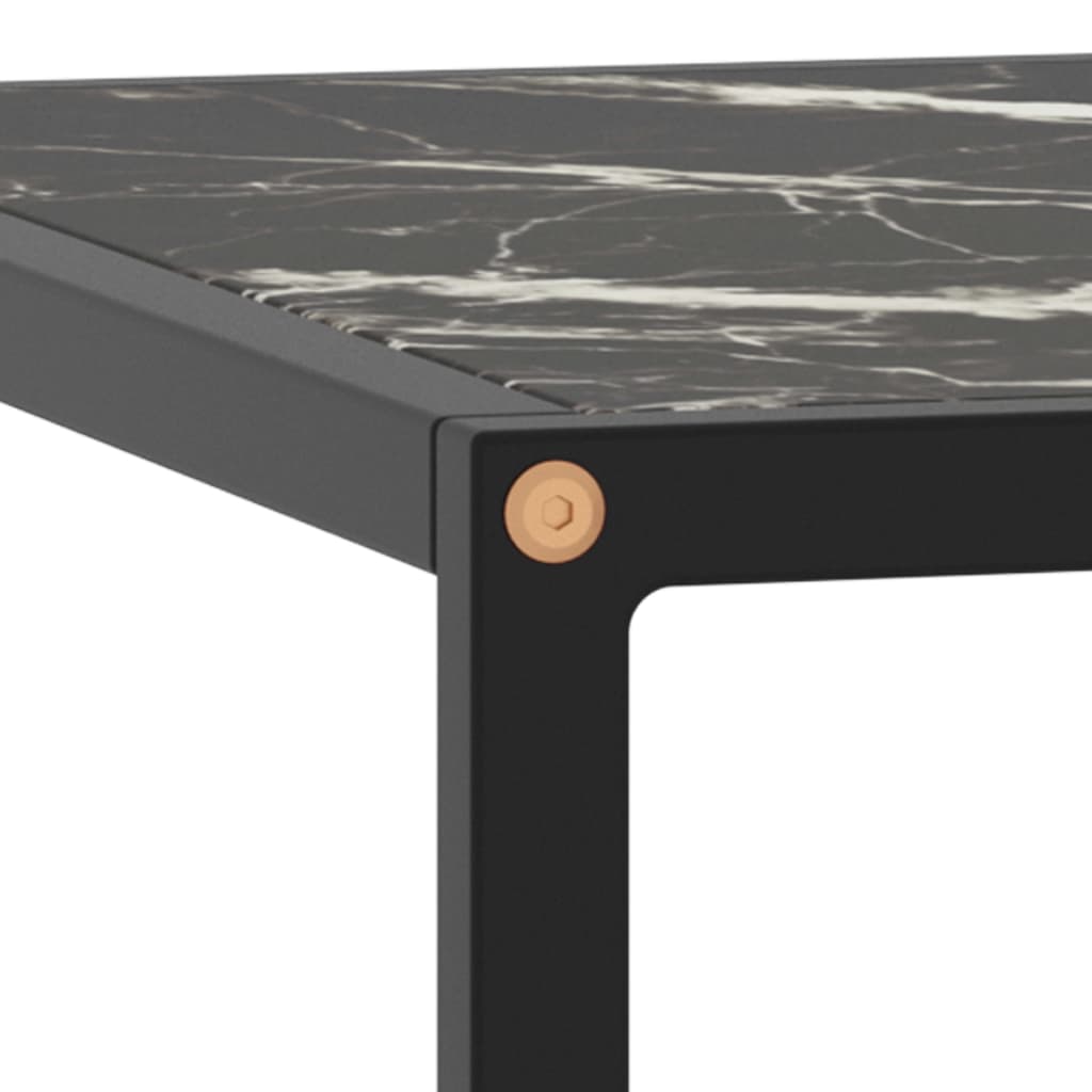 Sohvapöytä musta mustalla marmorilasilla 60x60x35 cm - Sisustajankoti.fi