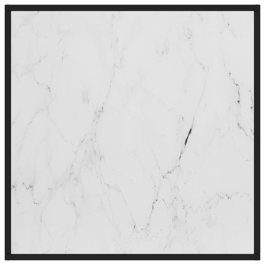 Sohvapöytä musta valkoisella marmorilasilla 80x80x35 cm - Sisustajankoti.fi