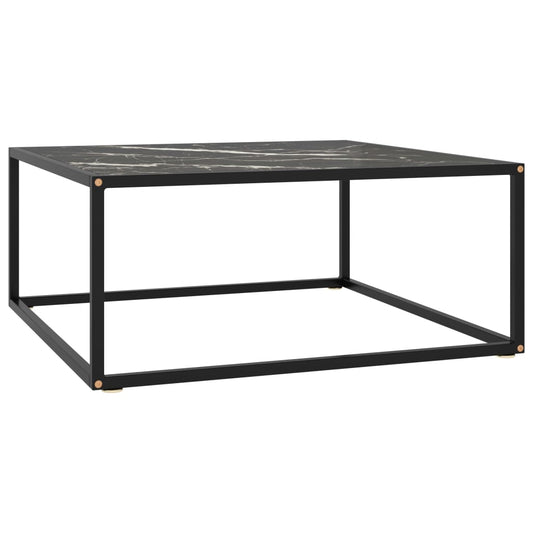 Sohvapöytä musta mustalla marmorilasilla 80x80x35 cm - Sisustajankoti.fi