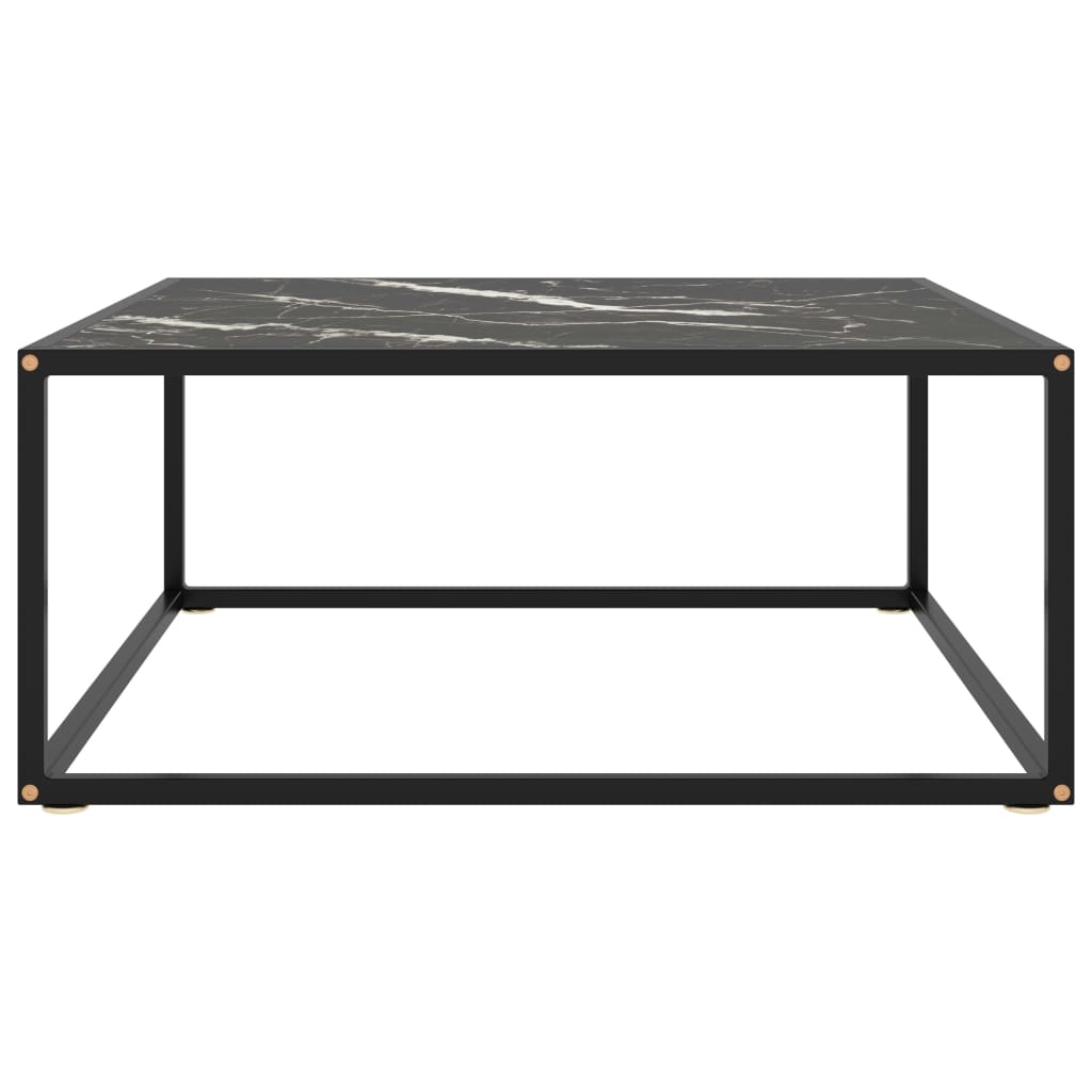 Sohvapöytä musta mustalla marmorilasilla 80x80x35 cm - Sisustajankoti.fi