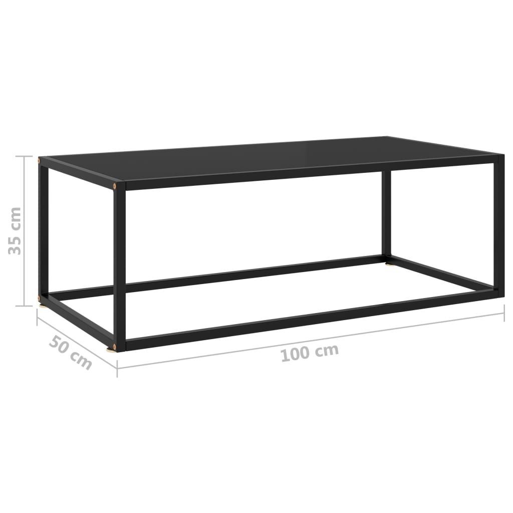 Sohvapöytä musta mustalla lasilla 100x50x35 cm - Sisustajankoti.fi