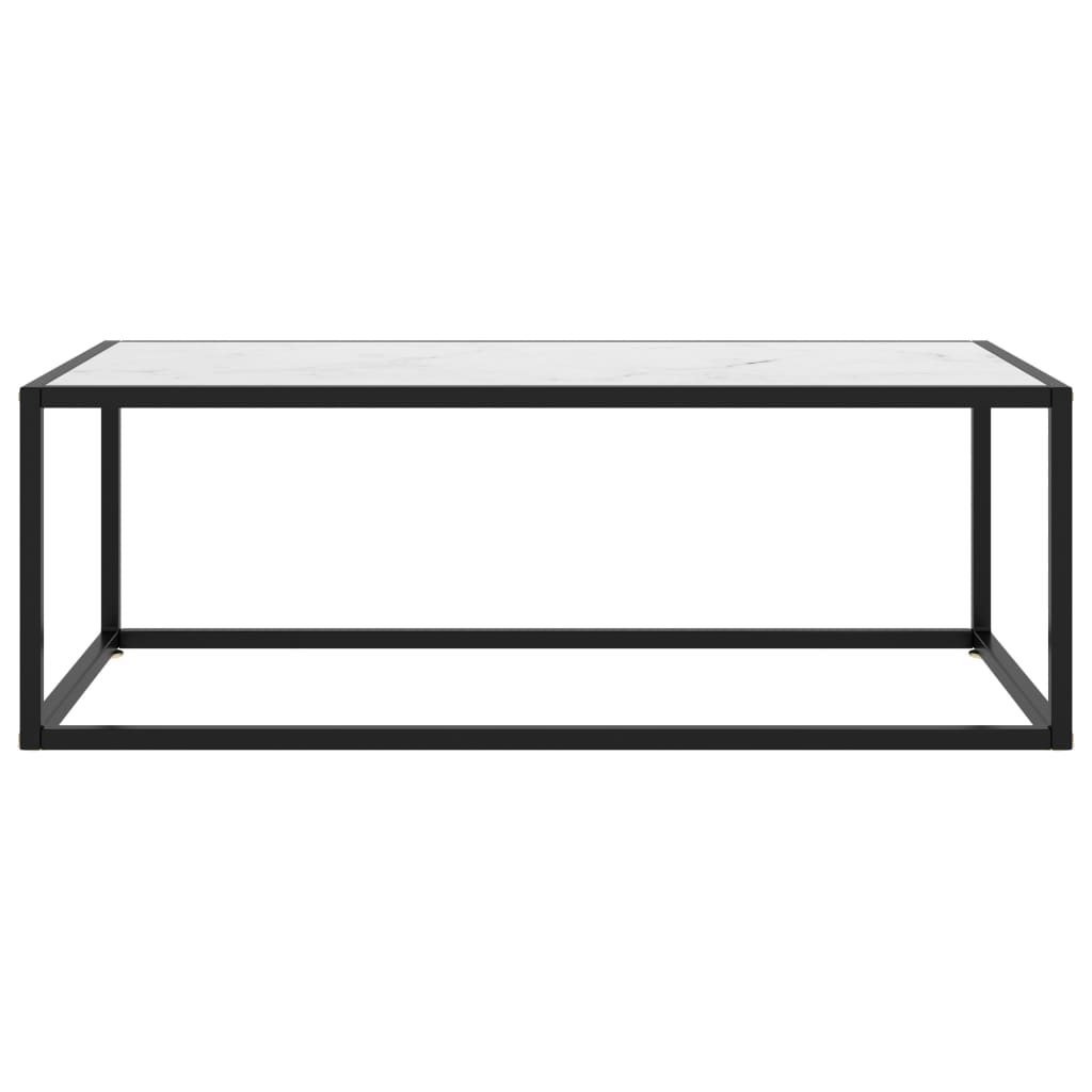 Sohvapöytä musta valkoisella marmorilasilla 100x50x35 cm - Sisustajankoti.fi