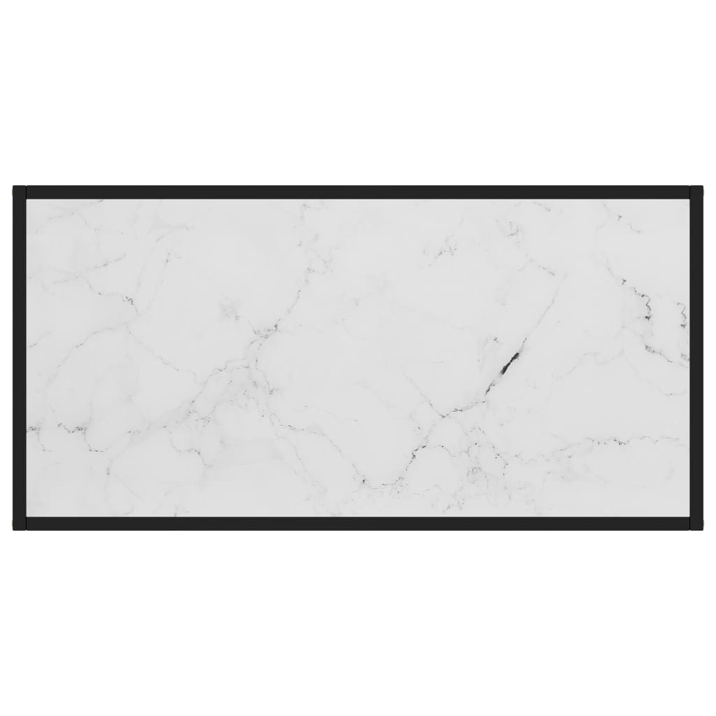 Sohvapöytä musta valkoisella marmorilasilla 100x50x35 cm - Sisustajankoti.fi