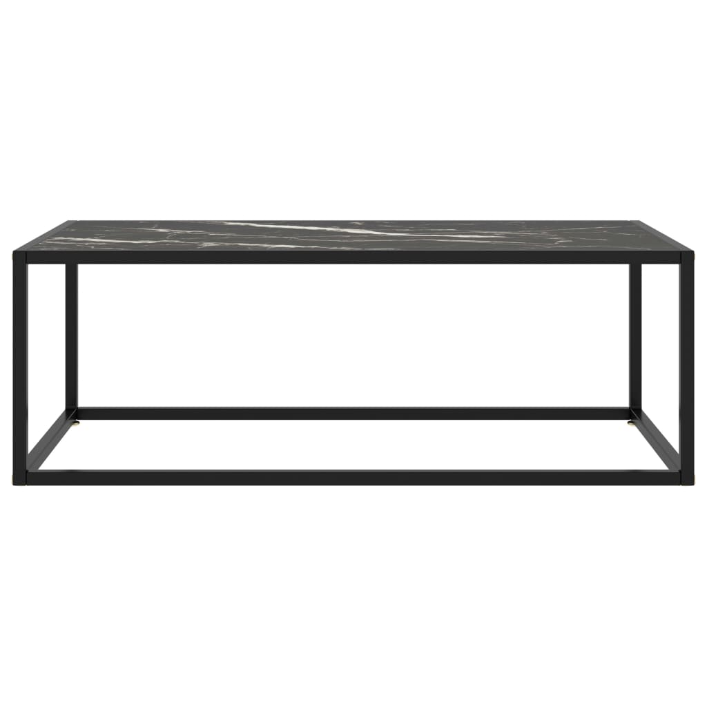 Sohvapöytä musta mustalla marmorilasilla 100x50x35 cm - Sisustajankoti.fi