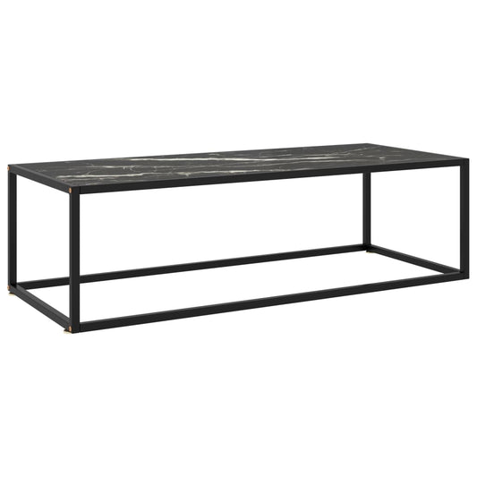 Sohvapöytä musta mustalla marmorilasilla 120x50x35 cm - Sisustajankoti.fi