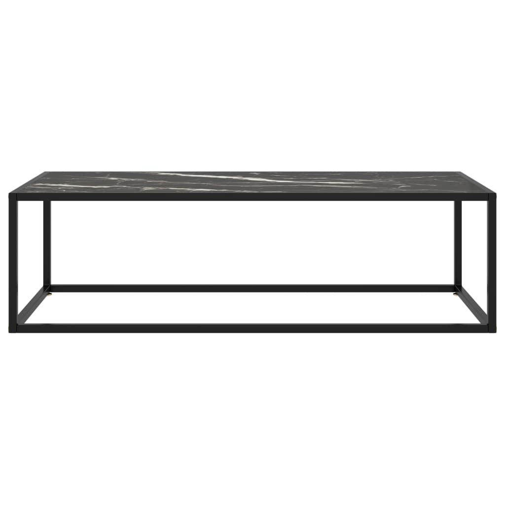 Sohvapöytä musta mustalla marmorilasilla 120x50x35 cm - Sisustajankoti.fi