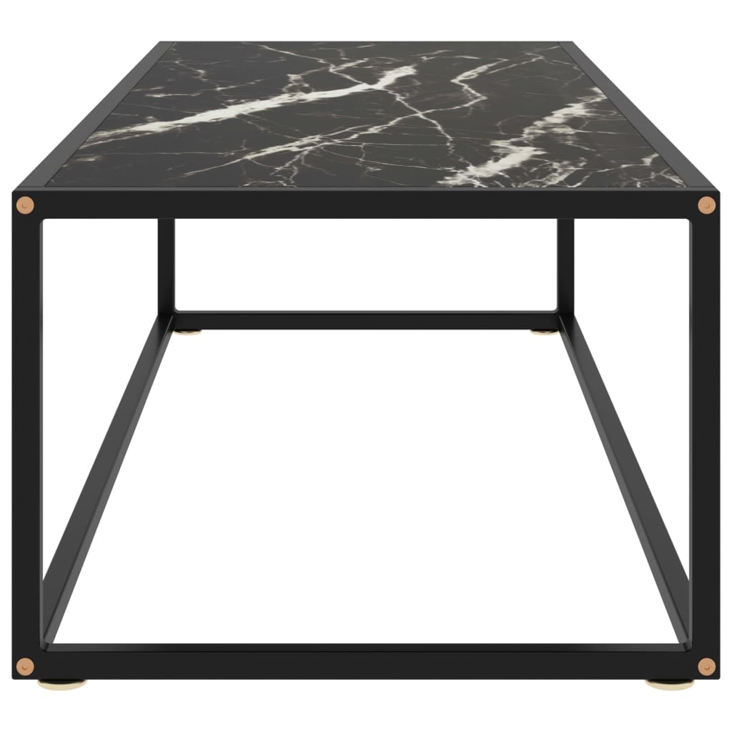 Sohvapöytä musta mustalla marmorilasilla 120x50x35 cm - Sisustajankoti.fi