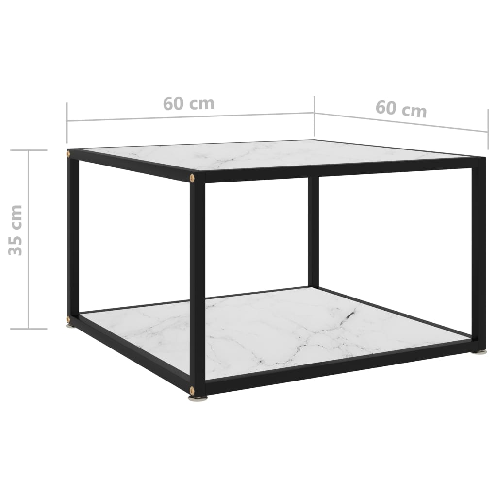 Sohvapöytä valkoinen 60x60x35 cm karkaistu lasi - Sisustajankoti.fi