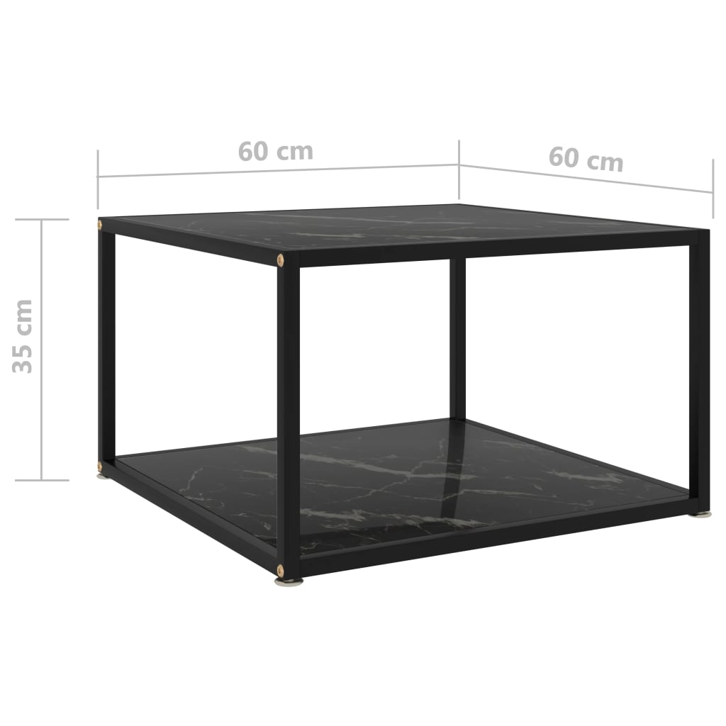 Sohvapöytä musta 60x60x35 cm karkaistu lasi - Sisustajankoti.fi