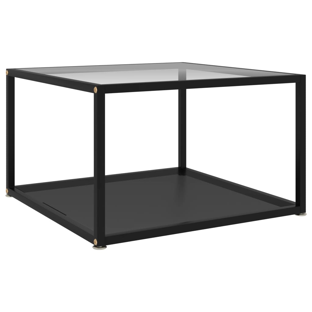 Sohvapöytä läpinäkyvä ja musta 60x60x35 cm karkaistu lasi - Sisustajankoti.fi