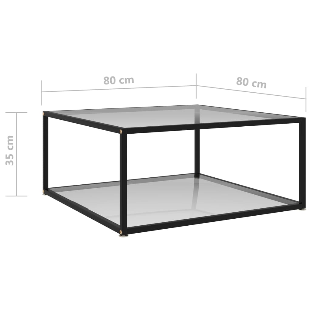 Sohvapöytä läpinäkyvä 80x80x35 cm karkaistu lasi - Sisustajankoti.fi