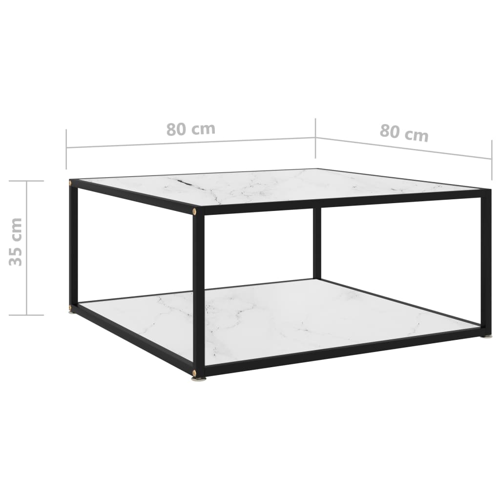 Sohvapöytä valkoinen 80x80x35 cm karkaistu lasi - Sisustajankoti.fi