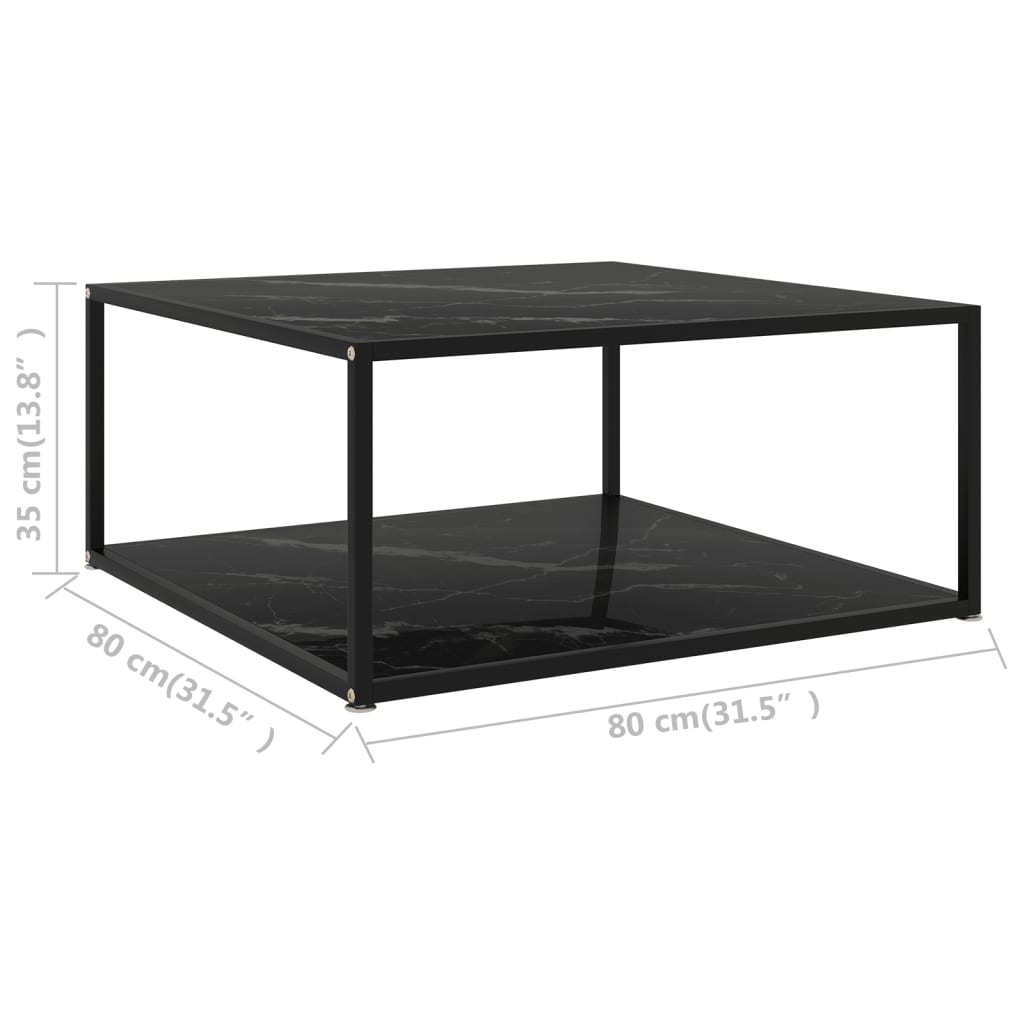 Sohvapöytä musta 80x80x35 cm karkaistu lasi - Sisustajankoti.fi