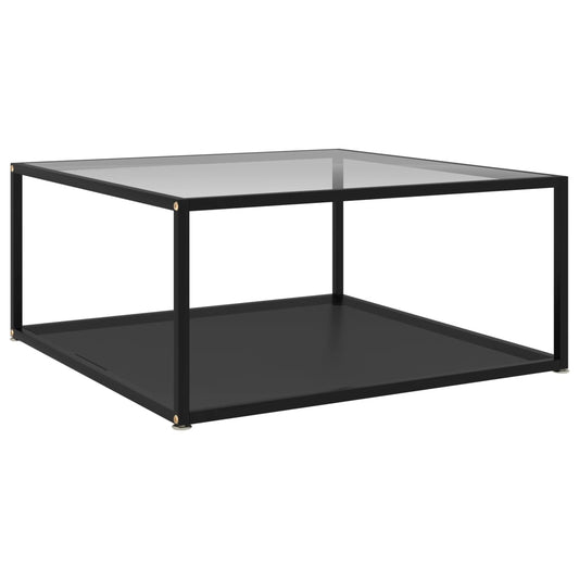 Sohvapöytä läpinäkyvä ja musta 80x80x35 cm karkaistu lasi - Sisustajankoti.fi